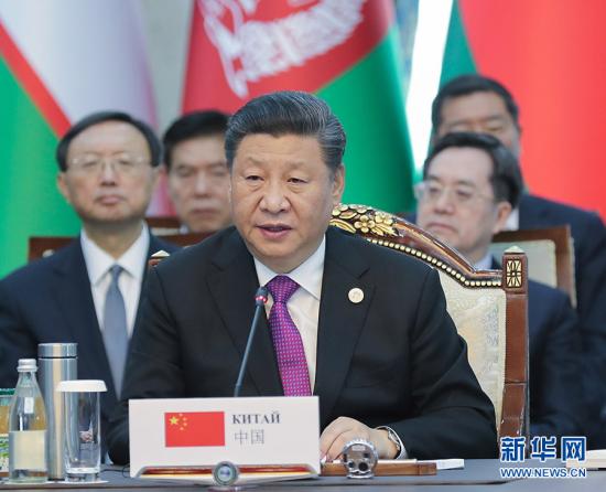 6月14日，国家主席习近平在吉尔吉斯斯坦首都比什凯克出席上海合作组织成员国元首理事会第十九次会议并发表重要讲话。 新华社记者 姚大伟 摄 图片来源：新华网